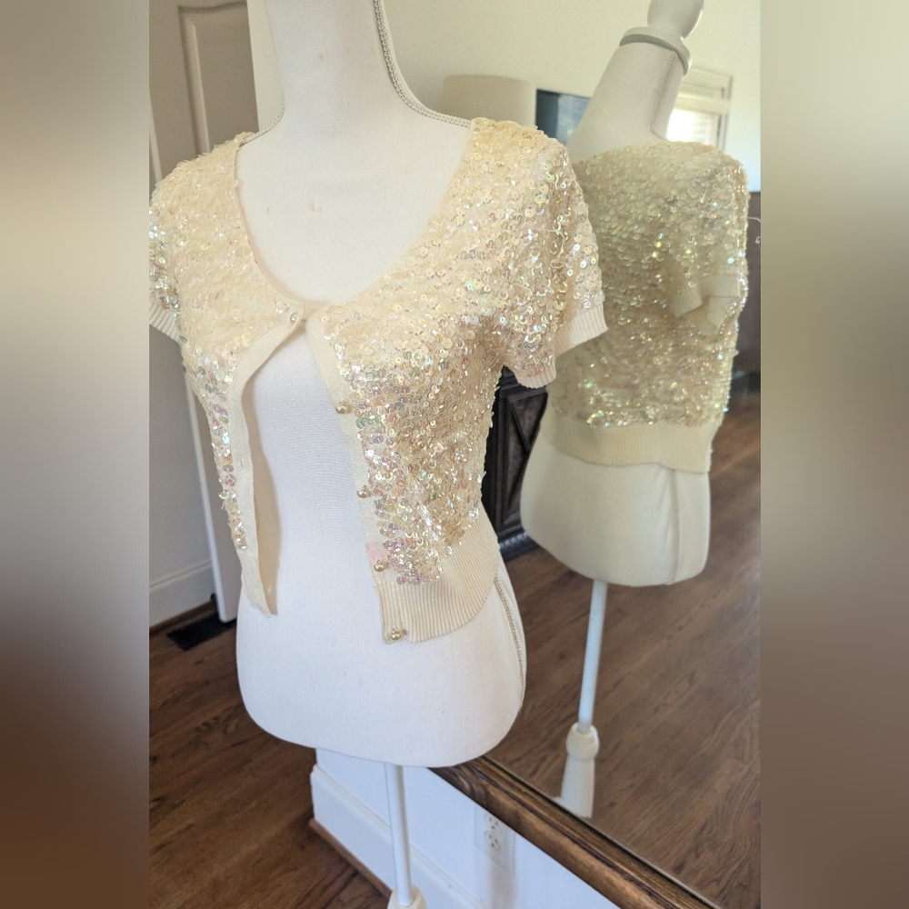 JB by Julie Brown Cream Sequin Cardigan